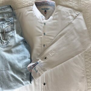 Visconti White Men's Casual Button Down Shirt